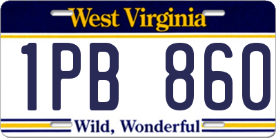 WV license plate 1PB860