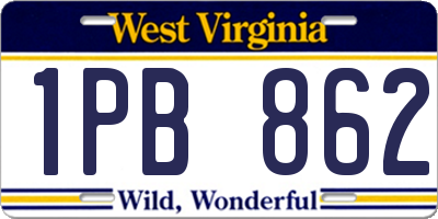WV license plate 1PB862