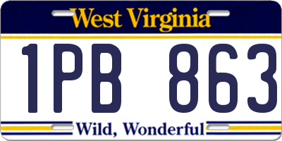 WV license plate 1PB863