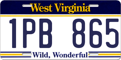 WV license plate 1PB865