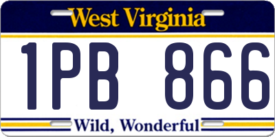 WV license plate 1PB866