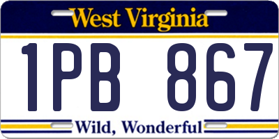 WV license plate 1PB867