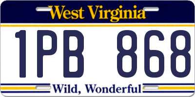WV license plate 1PB868