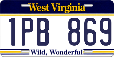 WV license plate 1PB869