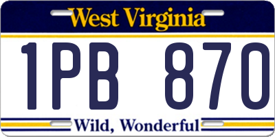 WV license plate 1PB870