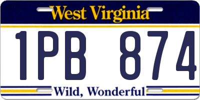 WV license plate 1PB874