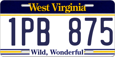 WV license plate 1PB875