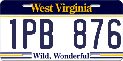 WV license plate 1PB876
