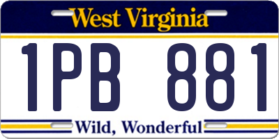 WV license plate 1PB881
