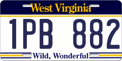 WV license plate 1PB882