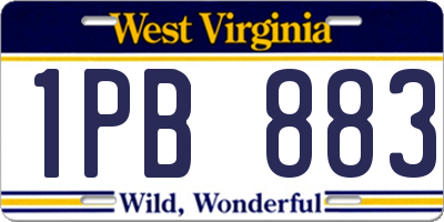 WV license plate 1PB883