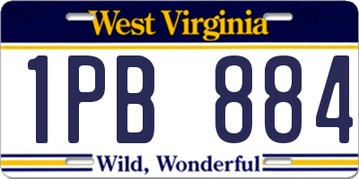 WV license plate 1PB884