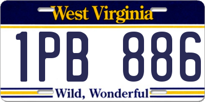 WV license plate 1PB886