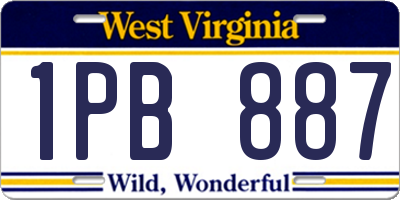 WV license plate 1PB887