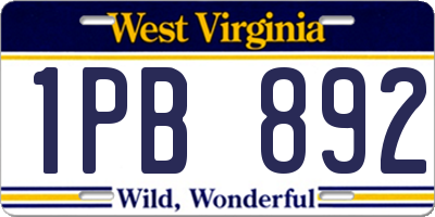 WV license plate 1PB892