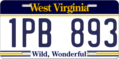 WV license plate 1PB893