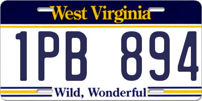 WV license plate 1PB894
