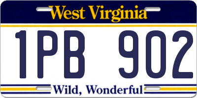 WV license plate 1PB902