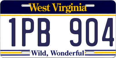 WV license plate 1PB904