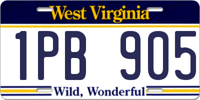 WV license plate 1PB905