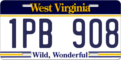 WV license plate 1PB908