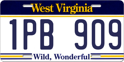 WV license plate 1PB909