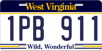 WV license plate 1PB911