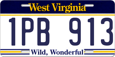 WV license plate 1PB913