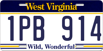 WV license plate 1PB914