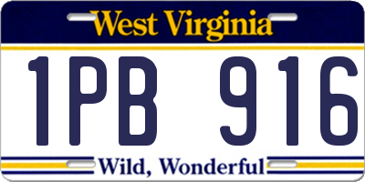 WV license plate 1PB916