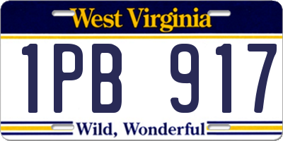 WV license plate 1PB917