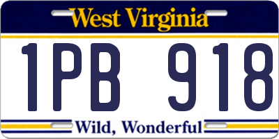 WV license plate 1PB918