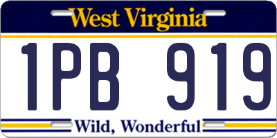 WV license plate 1PB919