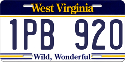 WV license plate 1PB920