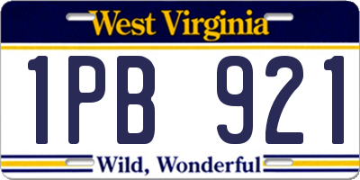 WV license plate 1PB921