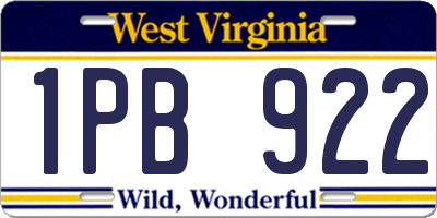 WV license plate 1PB922