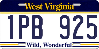 WV license plate 1PB925