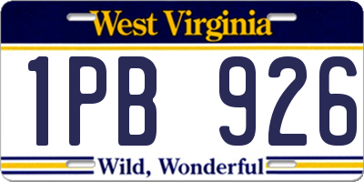 WV license plate 1PB926