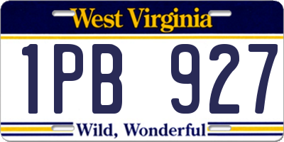 WV license plate 1PB927