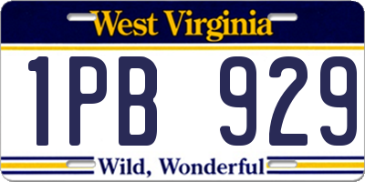 WV license plate 1PB929