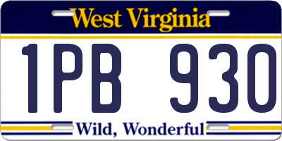 WV license plate 1PB930