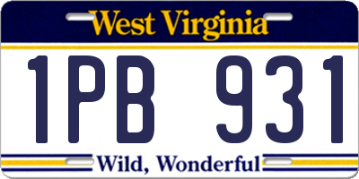 WV license plate 1PB931