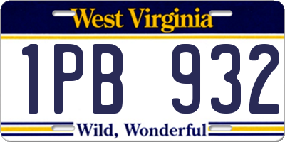 WV license plate 1PB932