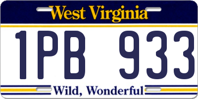 WV license plate 1PB933