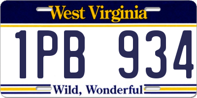 WV license plate 1PB934