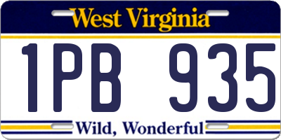 WV license plate 1PB935