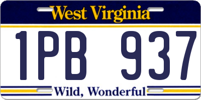 WV license plate 1PB937
