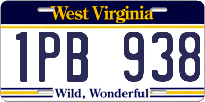 WV license plate 1PB938
