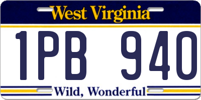 WV license plate 1PB940
