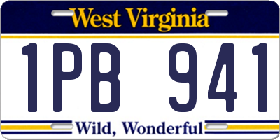 WV license plate 1PB941